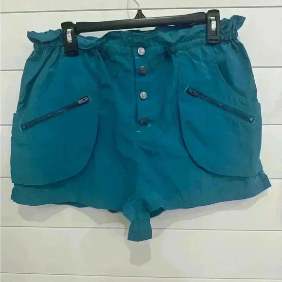 Free People Movement Women's Off The Grid Solid Blue Turquoise Shorts Size M - Picture 2 of 5